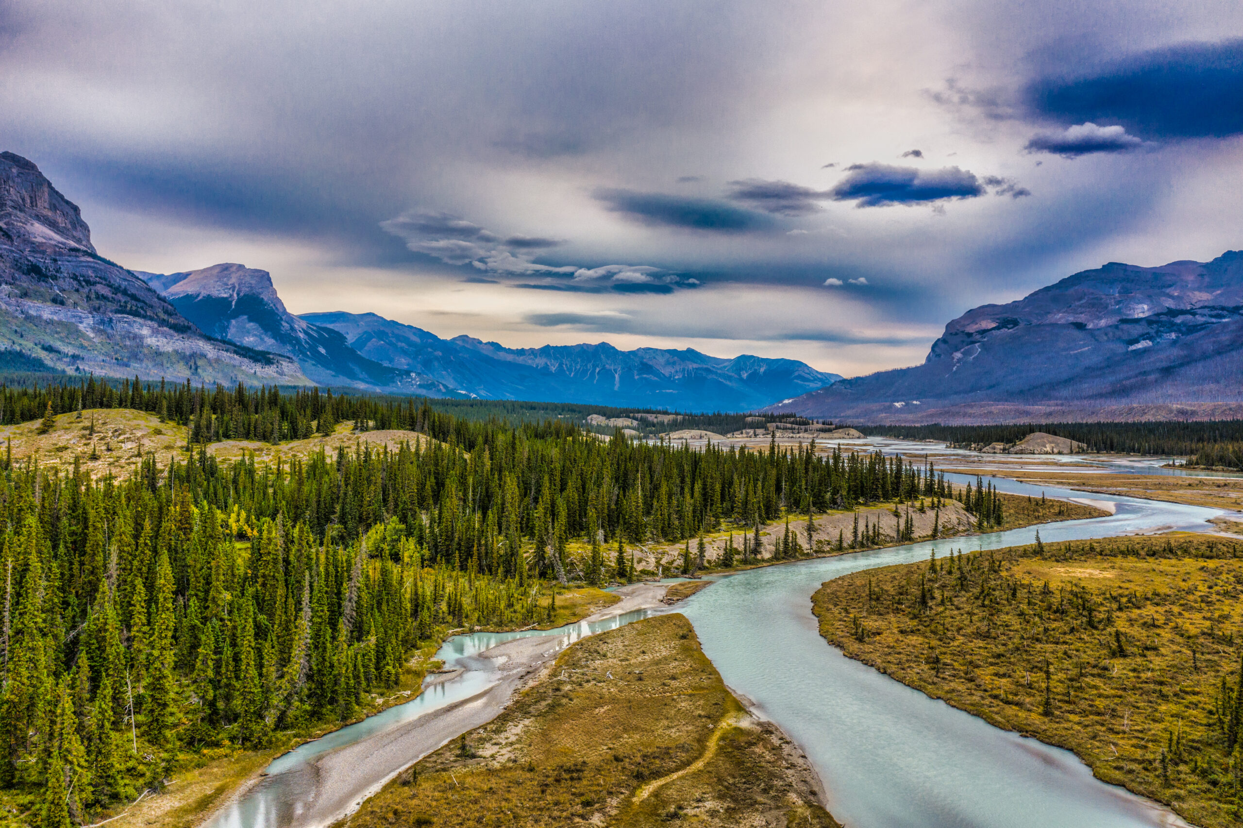 A shot from the Saskatchewan River Crossing located in the Rocky Mountains in Alberta Canada